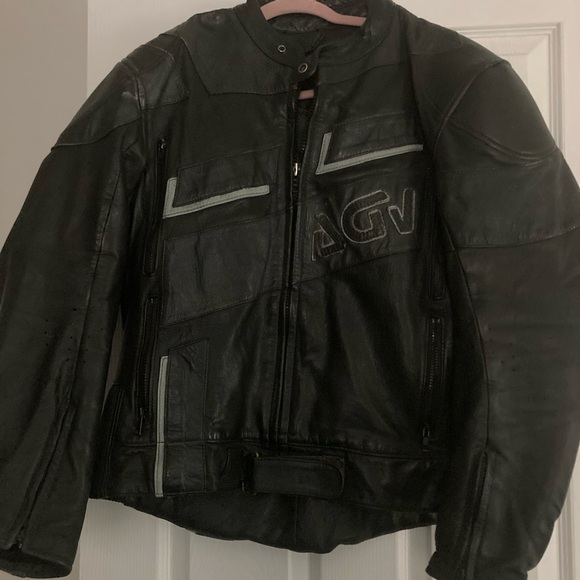 AGV Sport Italy Black Leather Motorcycle Jacket – Size 44 ArmoredEUC